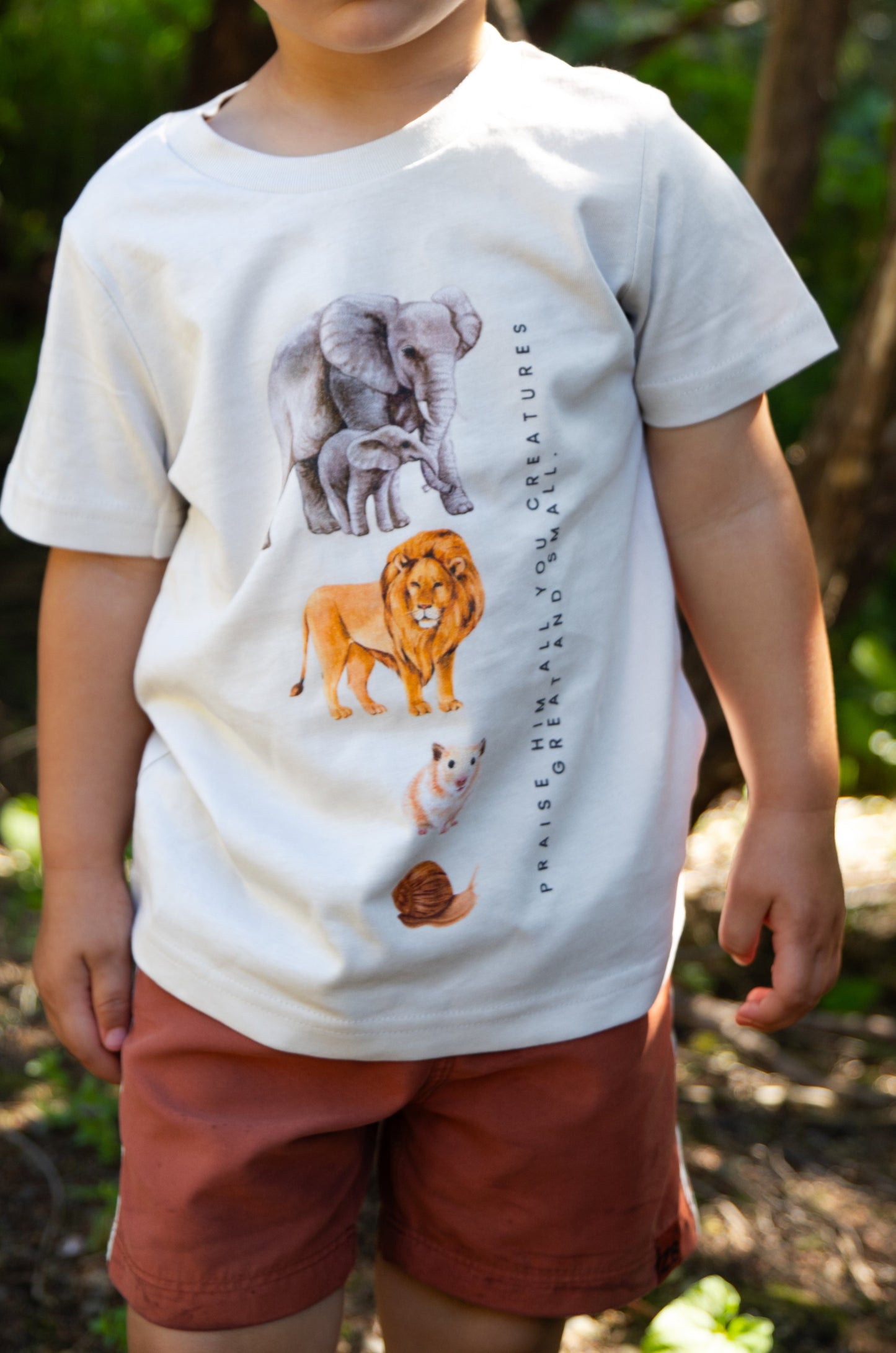 praise him all you creatures great and small christian apparel tee merch for kids boy