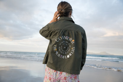 christian jacket army green consider the wildflowers luke 12 christian apparel bible clothing rags to robes brand