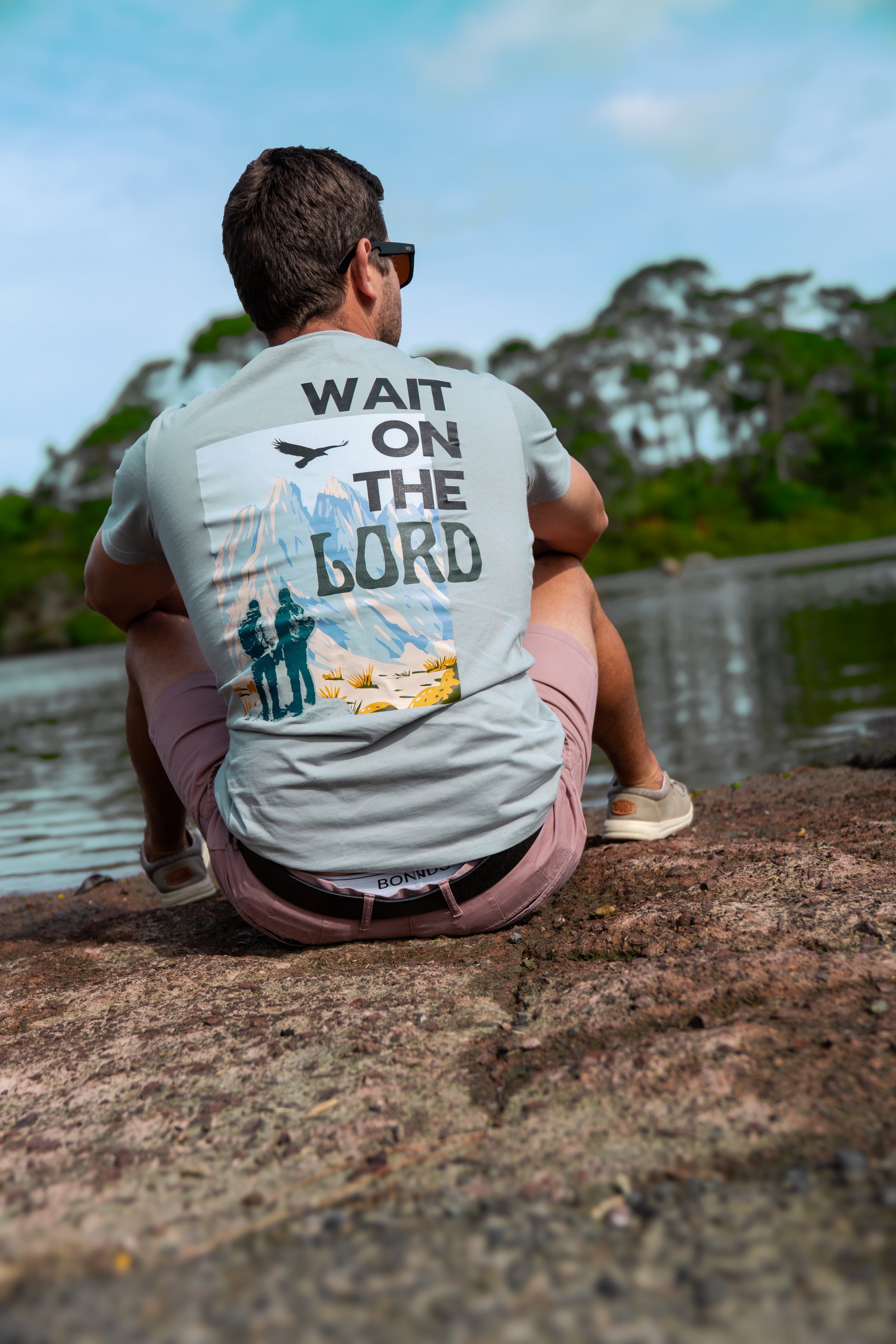 man christian tee wait on the lord